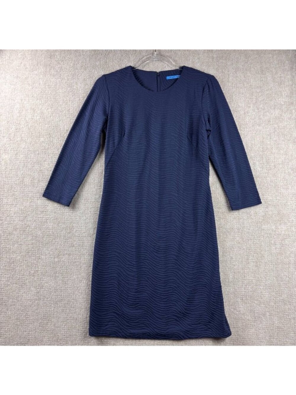 J MCLAUGHLIN Sophia Dress XS Navy Blue Catalina Cloth Jacquard Shift Mini NWT